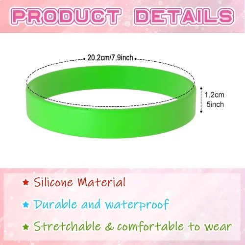 Miniatura 2 de 120 pulseras de goma de silicona verde unisex para equipos deportivos, juegos de fiesta, moda para el día de San Patricio, decoración de pulseras