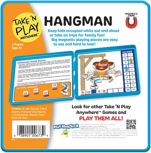 Miniatura 4 de PlayMonster Take N Play Anywhere - Hangman - Fácil de usar, difícil de perder - Juego de viaje divertido sobre la marcha - Para mayores de 5 años