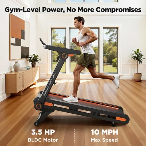 Miniatura 4 de Vitalwalk Caminadora plegable con inclinación automática, cinturón comercial de 49 x 18 pulgadas de ancho, 10 MPH, 3.5 HP sin escobillas, caminadora