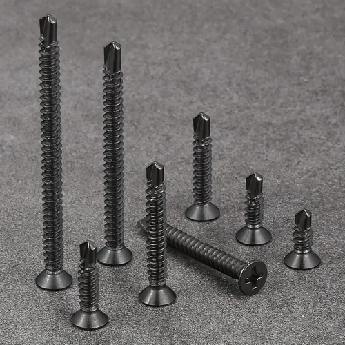 Miniatura 5 de Wensilon (300 piezas) #8×1” para chapa metálica Tornillos autorroscantes 410 de acero inoxidable negro de cabeza plana de alta resistencia Tornillos