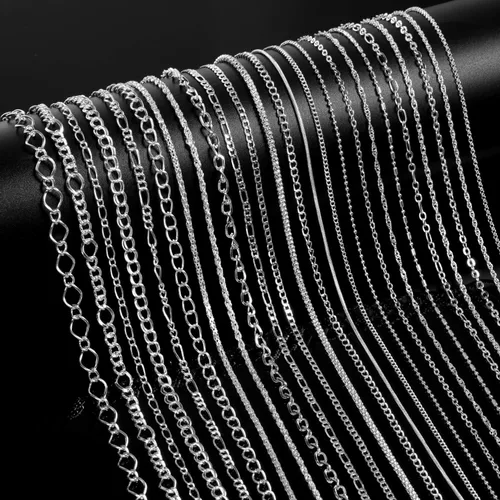 Miniatura 2 de Blulu - 24 piezas de collar de cadena chapado en plata u oro para suministros de fabricación de joyas y manualidades, 24 pulg., Metal Plateado