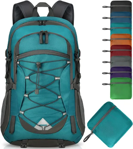 IGOLUMON Mochila de senderismo de 40 L, plegable, ligera, mochila de camping para hombres y mujeres, impermeable, mochila de senderismo al aire Verde