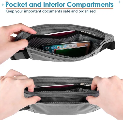 Miniatura 8 de travel inspira Cinturón de dinero de viaje, soporte delgado para pasaporte, bolsa de viaje con bloqueo RFID para proteger efectivo, tarjetas