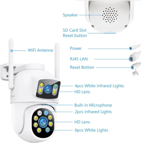 Miniatura 8 de MOVOLS Sistema de cámara de seguridad inalámbrica 5G/2.4G WiFi 4 cámaras de 4MP+4MP con lente dual con pantalla LCD de 10" Sistema NVR, cámaras PTZ