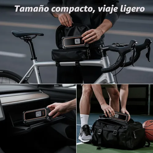 Miniatura 4 de OlarHike Compresor de aire inalámbrico, inflador de neumáticos portátil, 150PSI de doble potencia - 5400 mAh y 12V DC, bomba de aire para neumáticos