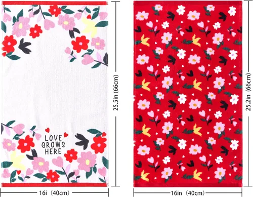 Miniatura 3 de VOOVA & MOVAS Juego de 4 toallas de mano para el día de San Valentín para el baño, juego de 4 unidades, 100% algodón suave, (16 x 25 pulgadas)