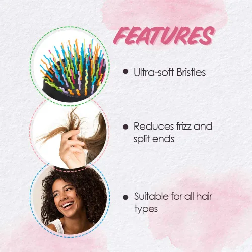 Miniatura 4 de Punky Wet Brush - Cepillo desenredante para cabello con espejo, cepillo desenredante antiencrespamiento para cabello húmedo y seco, cerdas