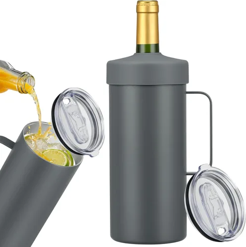 Miniatura 10 de MAXSO Vaso enfriador de vino de 42 onzas, regalo para los amantes del vino, cubo aislado al vacío de acero inoxidable 2 en 1, taza portátil