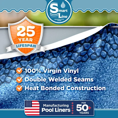 Miniatura 2 de Smartline Revestimiento redondo de piscina de 8 pies Remolino de roca Estilo superpuesto Altura de pared de 48 a 52 pulgadas Vinilo virgen