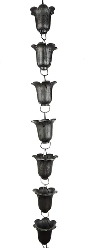 Miniatura 9 de Cadena de Lluvia Decorativa de Peces NACH, Cadenas de Lluvia de Hierro Fundido de Alta Resistencia para Canalón, Bajante, Drenaje, 183 cm (6 pies)