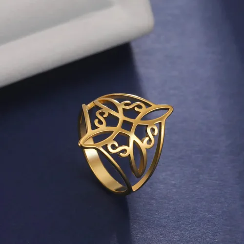 Miniatura 31 de TEAMER Anillo de nudo de brujas, amuleto celta de acero inoxidable, joyería vintage para mujer