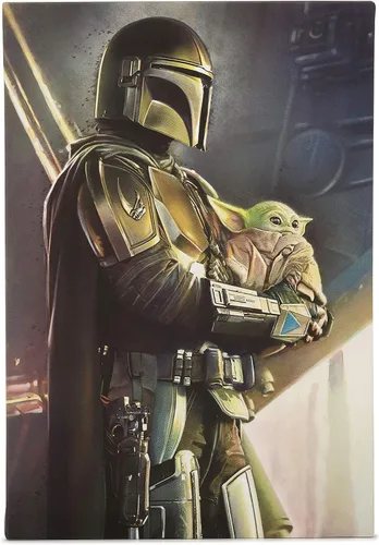 Miniatura 6 de Open Road Brands Disney Star Wars Mandalorian Gallery - Lienzo decorativo para pared, pintura mandaloriana en blanco y negro para cueva de hombre