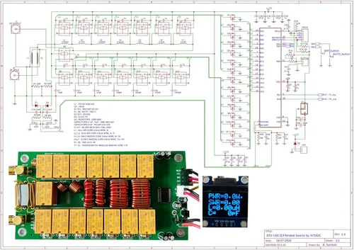 Miniatura 6 de Malahit ATU-100 Sintonizador de antena DIY Kits 1.8-50MHz atu100 Sintonizador automático de antena por N7DDC 7x7 0.96 pulgadas OLED SMT y chip