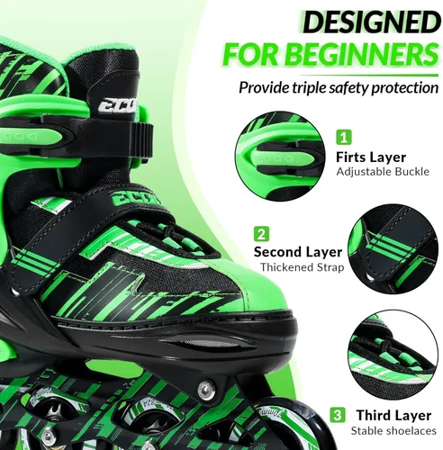 Miniatura 2 de Patines en línea ajustables para niños y niñas de 5-8 y 8-12 años con ruedas iluminadas, patines para niños de 4-12 años, patines para adolescentes