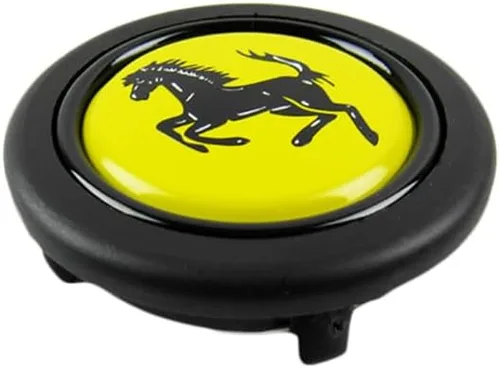 Miniatura 7 de Q1-TECH, botón redondo JDM universal para volantes aftermarket de 6 pernos con abertura de dos pulgadas 2" para botón de bocina (AUD-BK)