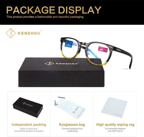 Miniatura 3 de Gafas de lectura K Kenzhou para el ordenador, con bloqueo de luz azul, gafas ligeras para mujer, paquete de 2 unidades (negro/amarillo)