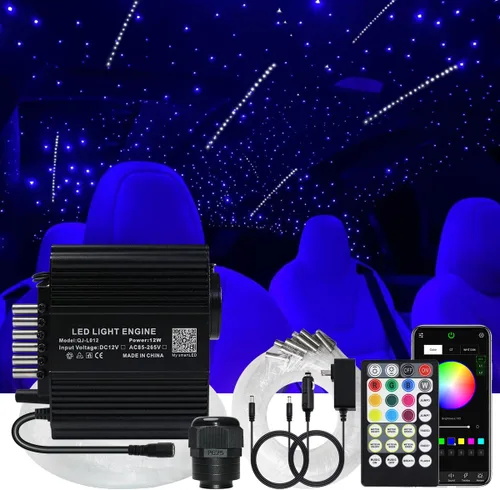 Miniatura 11 de AKEPO Luces de fibra óptica de 12 W parpadeantes+meteorito 2 en 1 con control de aplicación Starlight, 300 piezas x 0.03 pulgadas x 9.8 pies+240