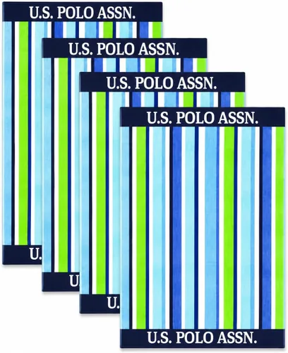 Miniatura 36 de U.S. Polo Assn. Toalla de playa de gran tamaño (40 x 70 pulgadas), diseño náutico a rayas, de lujo, algodón de felpa de calidad de hotel para baño