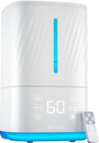 MIKO Humidificador con niebla fría y cálida, humidificadores ultrasónicos para habitación grande y dormitorio, filtro de agua, modo automático,