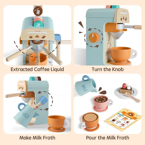 Miniatura 5 de Tiny Land Juguetes de cocina y cafetera de madera para jugar