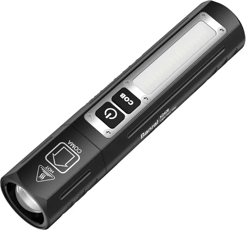 Miniatura 12 de Banral Linternas tácticas recargables de alto lúmenes - Súper brillante pequeña y potente linterna LED magnética USB C, 8 modos, botón doble Azul