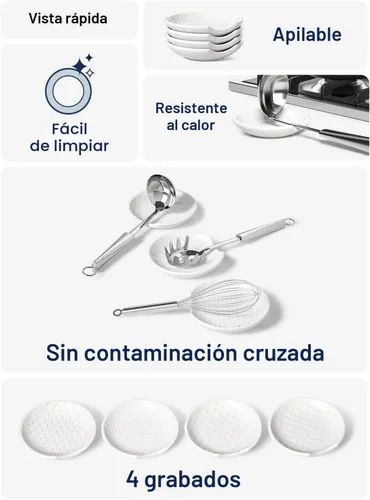 Miniatura 4 de LE TAUCI Juego de 4 soportes de cuchara de cerámica para la parte superior de la estufa, moderno soporte para cuchara de granja para encimera