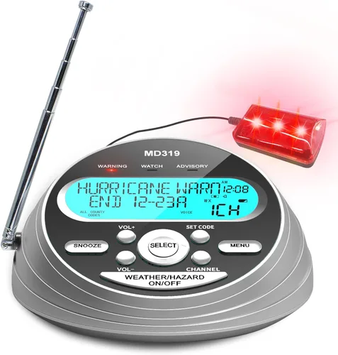 NOAA Weather Radio-S.A.M.E. Programación localizada, radio de alerta meteorológica con más de 80 alertas de emergencia, reloj despertador, radio