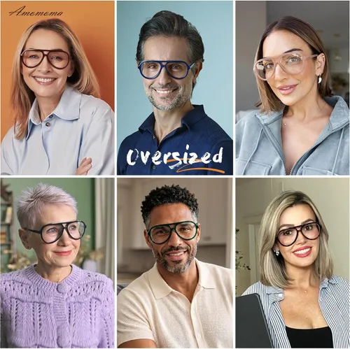 Miniatura 2 de AMOMOMA Paquete de 3 Gafas de Lectura Aviador Retro Extragrandes para Mujeres y Hombres, Marco Grande Clásico con Filtro de Luz Azul
