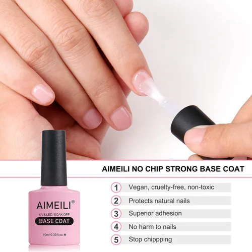 Miniatura 3 de AIMEILI Soak Off U V LED Hema Free Cruelty Free Vegan Gel Nail Polish – Capa base, capa superior mate y capa superior no limpia, juego de 0.3 fl oz