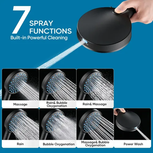 Miniatura 4 de Cobbe Cabezal de ducha con filtro de mano, cabezal de ducha de alta presión de 7 modos con filtros para agua dura, elimina el cloro, reduce la 3.