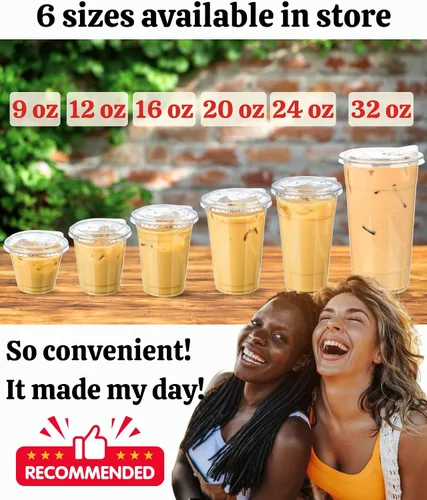 Miniatura 6 de Vasos de plástico transparente de 16 onzas con tapas, 25 juegos de tazas de café helado de plástico desechables con tapas sin pajilla, taza de café