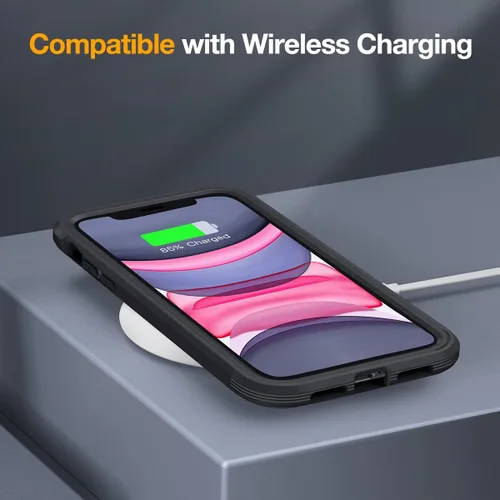 Miniatura 4 de Miracase Glass Series - Funda para iPhone 11 de 6.1 pulgadas, funda resistente de cuerpo completo mejorado con protector de pantalla de vidrio Negro