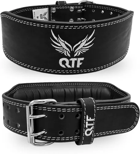 Miniatura 11 de QTF Cinturón de levantamiento de pesas, entrenamiento de gimnasio, soporte lumbar acolchado de cuero de 4 pulgadas para hombres y mujeres, 9