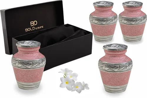 Miniatura 12 de BOLD&DIVINE Urna texturizada de esmalte perlado Urna conmemorativa texturizada de gránulo divino para cenizas humanas, funeral, entierro
