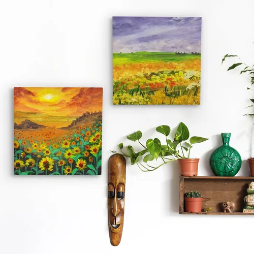 Miniatura 7 de Falling in Art Kit de Paneles de Madera de Abedul Sin Terminar para Pintura, Lienzo de Madera Paquete de 4 de 14x14'' para Estudio 3/4