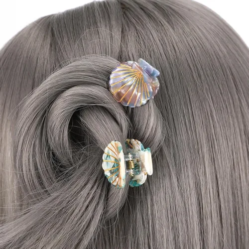 Miniatura 5 de Lurrose Pinzas para el pelo de concha marina: pequeños clips de mandíbula de concha, mini accesorios para el cabello de playa para disfraz de sirena
