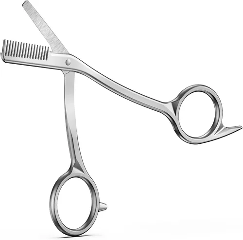 FERYES Tijeras recortadoras de cejas con peines, tijeras de acero inoxidable y peine en uno, tijeras de precisión para recortar cejas para mujeres y