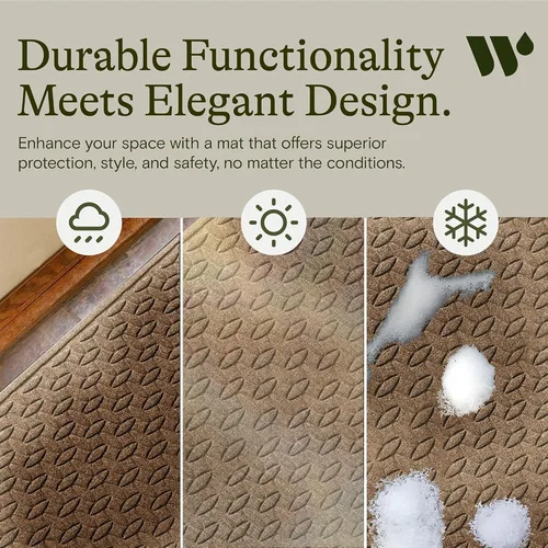 Miniatura 6 de Bungalow Flooring Waterhog - Tapete para puerta, de 3 x 5 pies, fabricado en Estados Unidos, duradero y decorativo, antideslizante, caqui/camel
