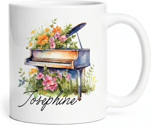 Taza personalizada para músico 2023, taza de piano personalizada con nombre, taza de café de músico de arte 2023, taza de cerámica de piano de