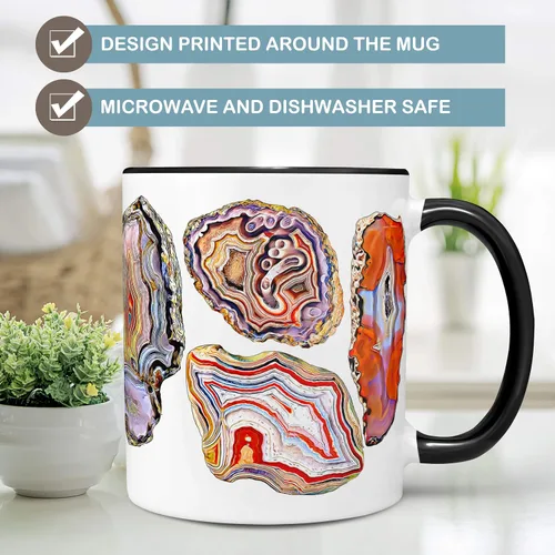 Miniatura 3 de Agate Geode Slice - Taza de café de cerámica para acuarela, 11 o 15 onzas