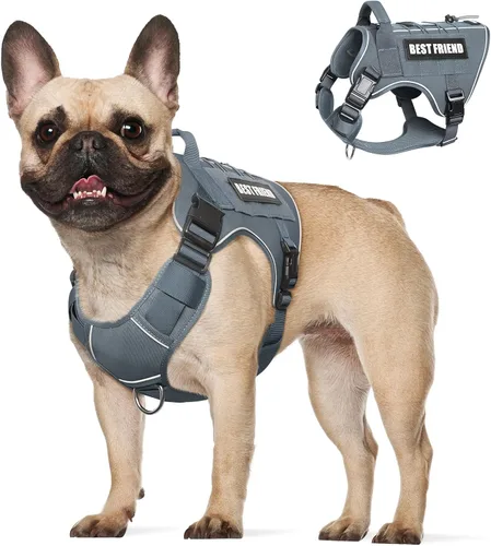 Miniatura 16 de Arnés Táctico para Perros Talla Pequeña, Sin Tirones Chaleco Militar para Perros con Asa, Arnés Reflectante de Servicio Pesado para Mascotas