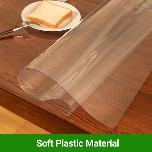 Miniatura 5 de ETECHMART Protector de mesa de plástico transparente rectangular de 12 x 24 pulgadas, protector de mesa grueso impermeable transparente para mesa