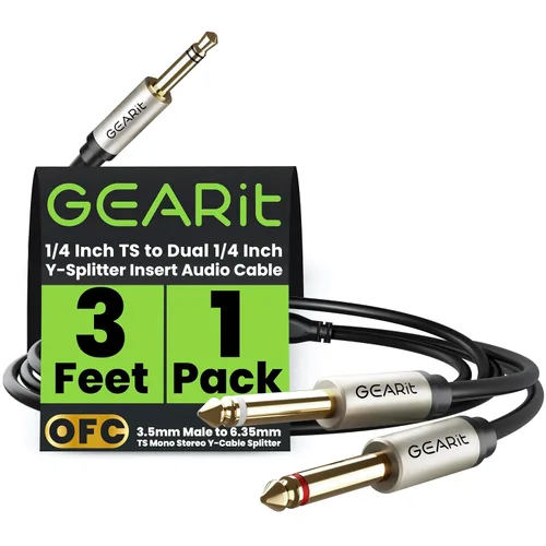 Miniatura 9 de GEARit Cable de inserción de 10 pies – 1/4 "TRS estéreo macho a doble 1/4" TS mono macho Y-Splitter Breakout Cable, cable de conexión de audio