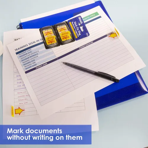 Miniatura 4 de BAZIC Products Dispensadores de marcadores de página de neón, notas adhesivas para materiales de estudio, uso de oficina, firma aquí y suministros