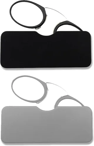 Mini anteojos de lectura sin brazos para hombres y mujeres, delgados con clip en la nariz, con estuche portátil pequeño