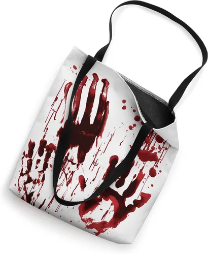 Miniatura 2 de Bolsa de mano blanca sangrienta con estampado de mano de sangre roja para Halloween