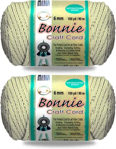 Miniatura 40 de Pepperell Bonnie Cordón de macramé trenzado 6mm x 100 yardas Rojo (Paquete de 2 valores) Cordón de polipropileno trenzado para manualidades DIY