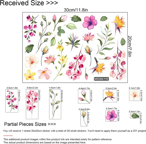 Miniatura 2 de Calcomanías de espejo floral, calcomanías de pared de flores, calcomanías de pared para despegar y pegar, gráficos estéticos, decoración de baño