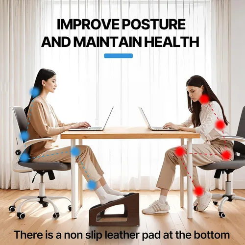 Miniatura 6 de Reposapiés ergonómico, 4 alturas ajustables, reposapiés debajo del escritorio, almohadillas suaves, reposapiés para oficina, mejora la postura