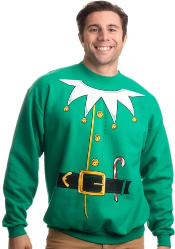Miniatura 3 de Disfraz de elfo de Papá Noel Suéter navideño novedoso sudadera con cuello redondo Verde